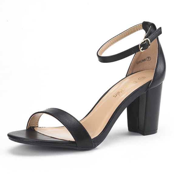 BURUDANI Women's Chunky High Heel Sandals Ankle Strap Open Toe Dress Shoes CHUNK