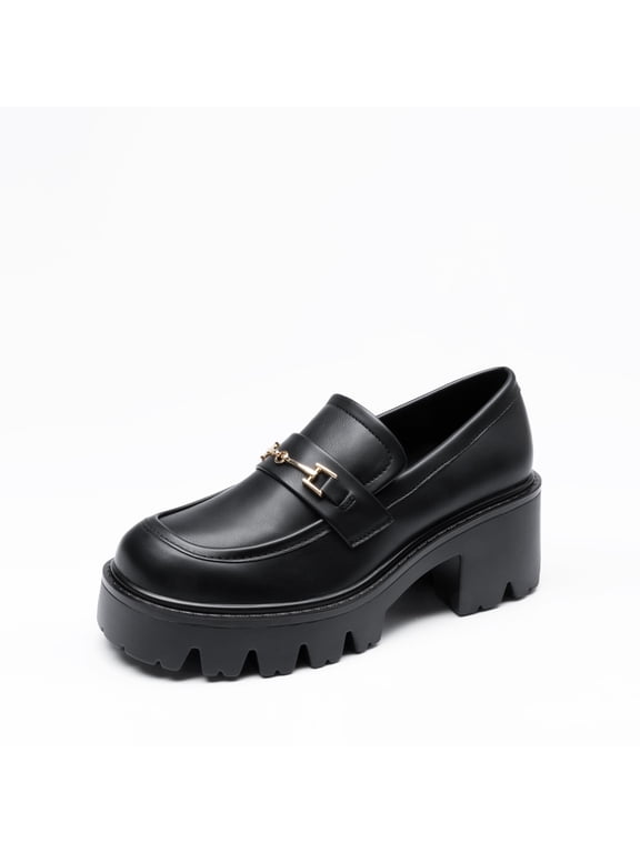Women's Chunky Loafers Platform Comfortable Slip-On Dressy Business Casual Fashion Outfit Loafer Shoes