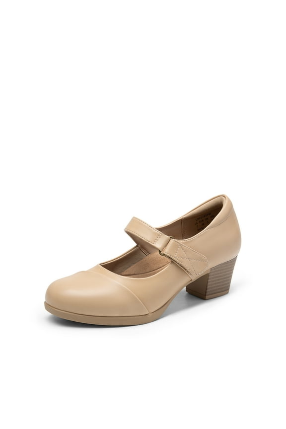 Women's Chunky Low Block Closed Toe Heels Mary Janes Pumps Comfortable Round Toe Dress Work Wedding Shoes
