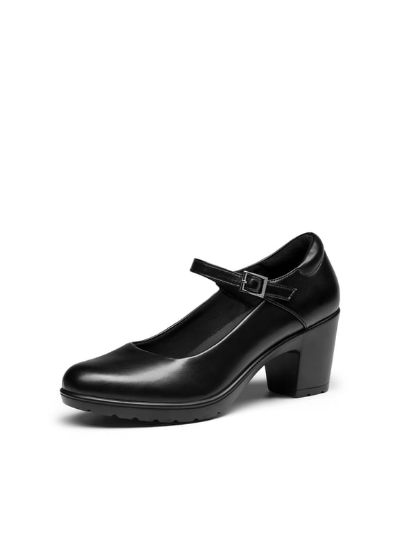 Women's Chunky Low Block Heels Mary Jane Closed Toe Work Pumps Comfortable Round Toe Dress Wedding Shoes EDENIA