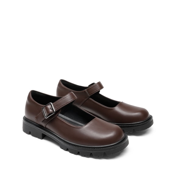 DREAM PAIRS Women's Chunky Mary Jane Flats with Adjustable Buckle Strap, Comfortable Platform Dress Shoes for School Work Office & Casual Wear