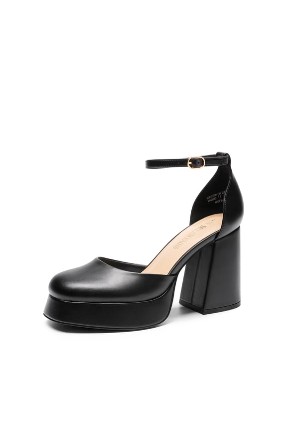 Women's Chunky Platform High Heels Closed Toe Block Ankle Strap Dress Wedding Party Pumps Shoes