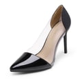 thumbnail image 1 of DREAM PAIRS Women’s Clear High Heels Closed Toe Stiletto Sexy Transparent Pointed Toe Heel Fashion Wedding Party Slip On Pumps Shoes BLACK/CLEAR SDPU2216W size 7.5, 1 of 5