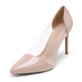 thumbnail image 1 of DREAM PAIRS Women’s Clear High Heels Closed Toe Stiletto Sexy Transparent Pointed Toe Heel Fashion Wedding Party Slip On Pumps Shoes NUDE/CLEAR SDPU2216W size 5, 1 of 5