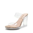 thumbnail image 1 of DREAM PAIRS Women's Clear Two Strap Open Toe High Block Chunky Slip on Dress Heel Sandals, 1 of 5