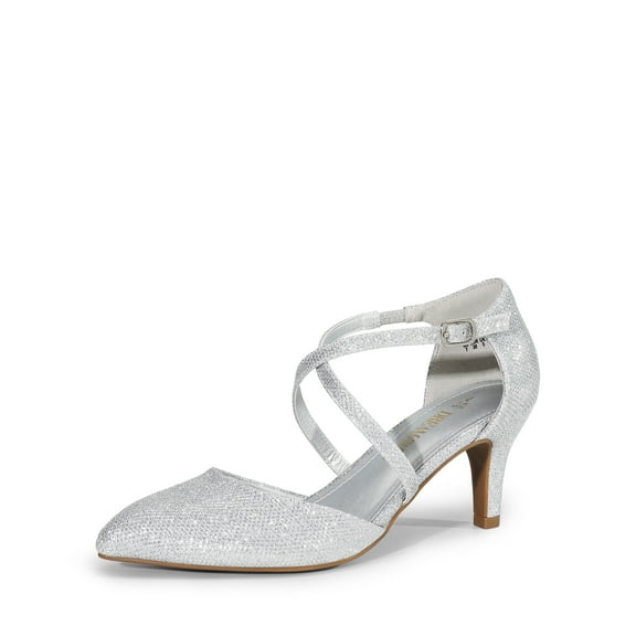 DREAM PAIRS Women's Closed Pointed Toe Dress Pumps Comfort Kitten Mid Heels Cross Strap Wedding Party Dance Shoes