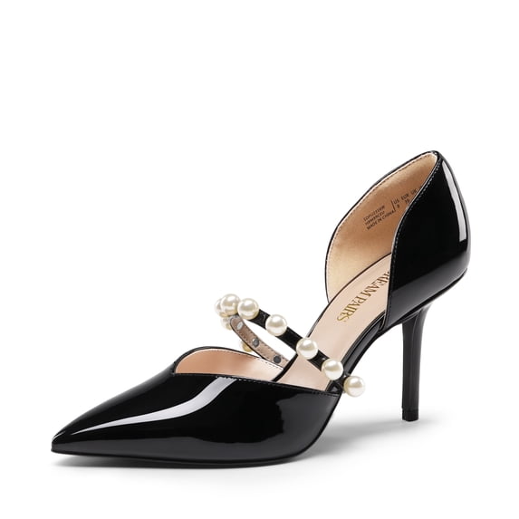DREAM PAIRS Women's Closed Toe High Heels Stiletto Pointed Toe Strappy Pearl Elegant D'Orsay Dress Wedding Party Pumps Shoes