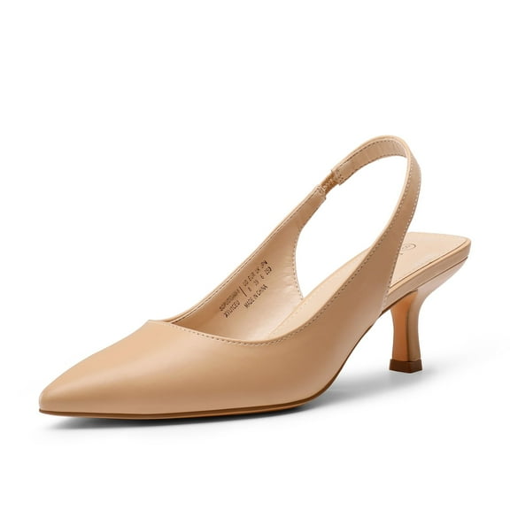 DREAM PAIRS Women’s Closed Toe Kitten Heels Pointed Toe Slingback Low Heels Dress Bridal Wedding Pumps Shoes