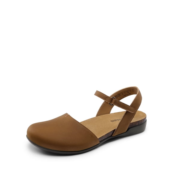 DREAM PAIRS Women's Closed Toe Sandals Arch Support Comfort Cork Footbed Flat Sandals Summer Shoes