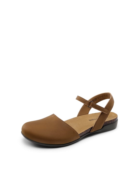 Women's Closed Toe Sandals Arch Support Comfort Cork Footbed Flat Sandals Summer Shoes