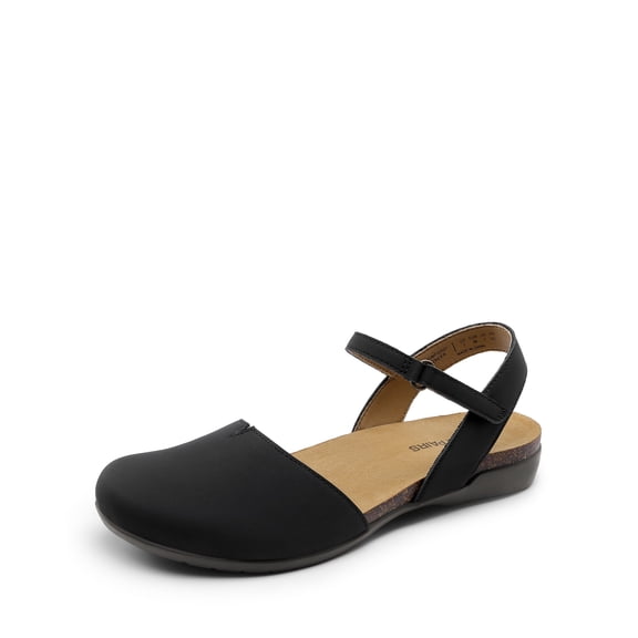 DREAM PAIRS Women's Closed Toe Sandals Arch Support Comfort Cork Footbed Flat Sandals Summer Shoes