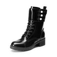 thumbnail image 1 of DREAM PAIRS Women's Combat Boots, Lace-Up Boots with Pearl Button Strap and Chunky Heel, 1 of 6