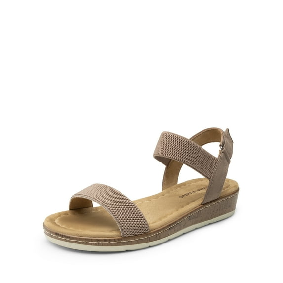 DREAM PAIRS Women's Comfortable Dressy Cork Low Wedge Heels Cute Summer One Band Casual Flat Sandals with Adjustable Ankle Strap