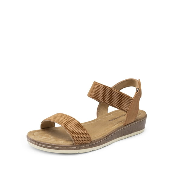 DREAM PAIRS Women's Comfortable Dressy Cork Low Wedge Heels Cute Summer One Band Casual Flat Sandals with Adjustable Ankle Strap