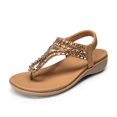 thumbnail image 1 of DREAM PAIRS Women's Comfortable Dressy Flat Sandals Rhinestone Elastic T-Strap Thong Sandals for Summer Beach, 1 of 5
