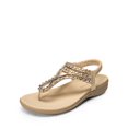 thumbnail image 1 of DREAM PAIRS Women's Comfortable Dressy Flat Sandals Rhinestone Elastic T-Strap Thong Sandals for Summer Beach, 1 of 5