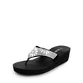 thumbnail image 1 of DREAM PAIRS Women's Wedge Flip Flops Summer Beach Comfortable Platform Rhinestone Thong Sandals, 1 of 7