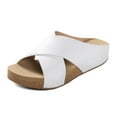 thumbnail image 1 of DREAM PAIRS Women's Cork Slide Sandals Slip on Open Toe Cute Platform Criss Cross Flat Sandals for Summer, 1 of 4