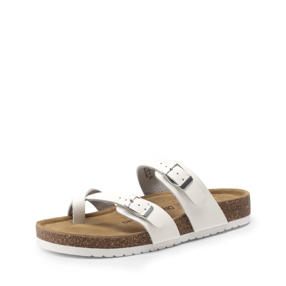 DREAM PAIRS Women's Cork Style Slides Comfortable Arch Support Sandals with ArchFrame Dual Midsole Suede Insole Slip-on Flat Sandals