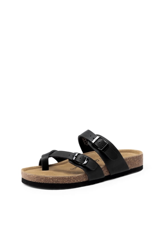 Women's Cork Style Slides Comfortable Arch Support Sandals with ArchFrame Dual Midsole Suede Insole Slip-on Flat Sandals