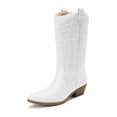 thumbnail image 1 of DREAM PAIRS Women's Mid-Calf White Western Cowboy Boots Classic Embroidered Cowgirl Boots, 1 of 6