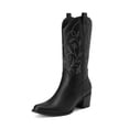 thumbnail image 1 of DREAM PAIRS Women's Cowboy Boots Square Toe Embroidered Western Boots Chunky Heel Mid Calf Cowgirl Fashion Boots Wide Width, 1 of 7