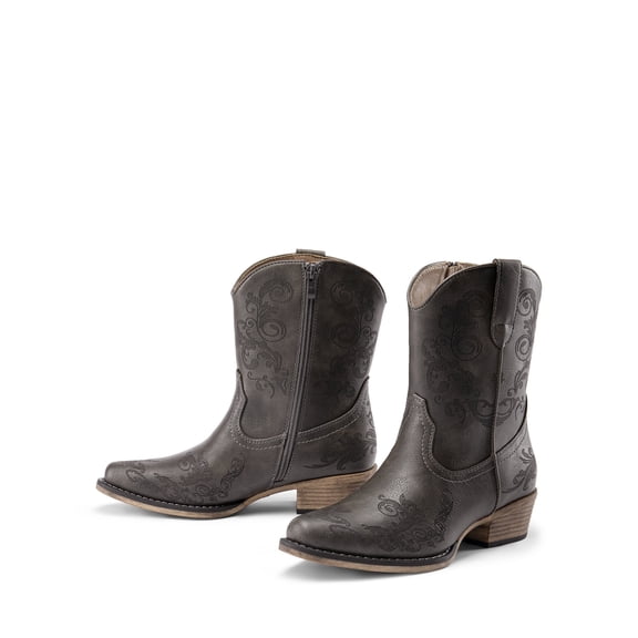 DREAM PAIRS Women's Cowboy Cowgirl Western Ankle Boots Low Chunky Heels Square Toe Fall Short Booties Shoes