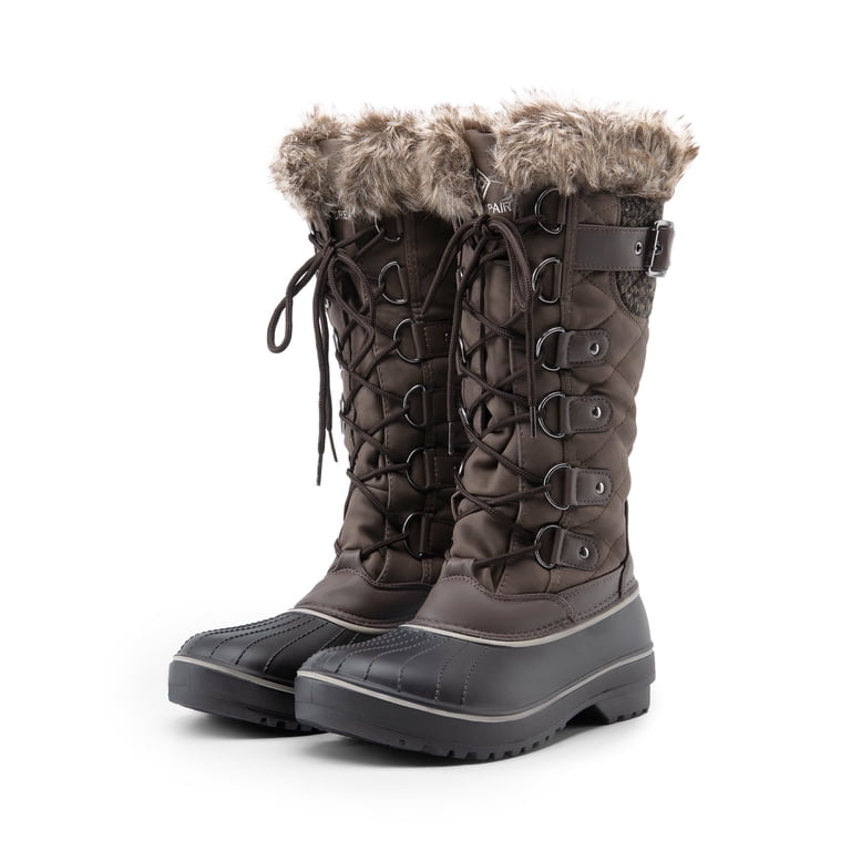 Brown Faux-Fur Lined Winter Boots Talia-Hi Women Mukluk Faux Fur Boot Mid Calf Winter Snow  main image 4