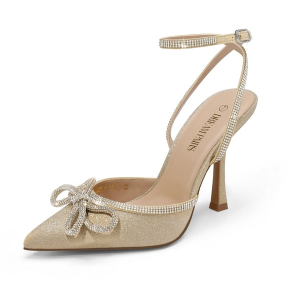 DREAM PAIRS Women’s Destiny High Heels – Closed Toe Strappy Pumps with Rhinestone Ankle Strap for Weddings, Bridal, and Parties