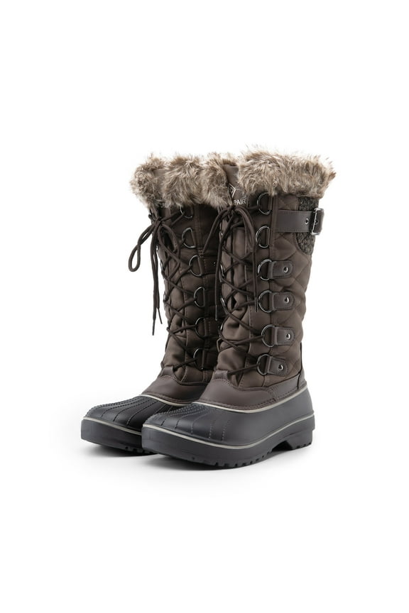 Women's Warm Faux Fur Lined Mid Calf Winter Snow Boots BROWN Size 10