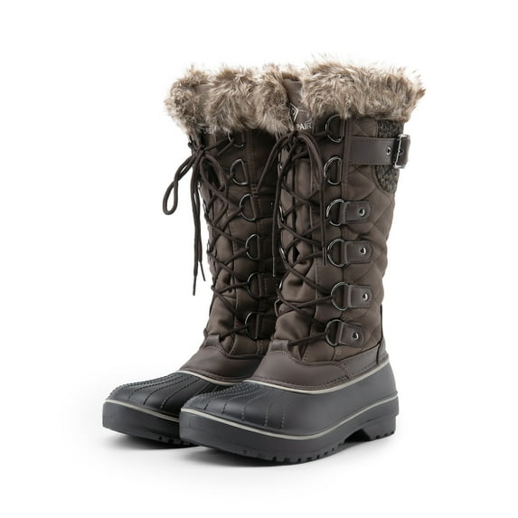Dream Pairs Women's Warm Faux Fur Lined Mid Calf Winter Snow Boots BROWN Size 5