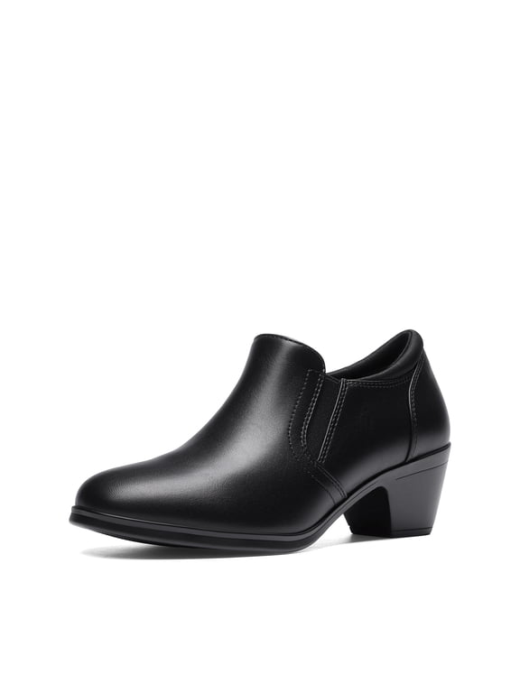 Women's Dress Shoes Low Heel Pumps for Women Comfortable Office Loafers with Arch Support, Classic Closed Toe Work Heels for Business