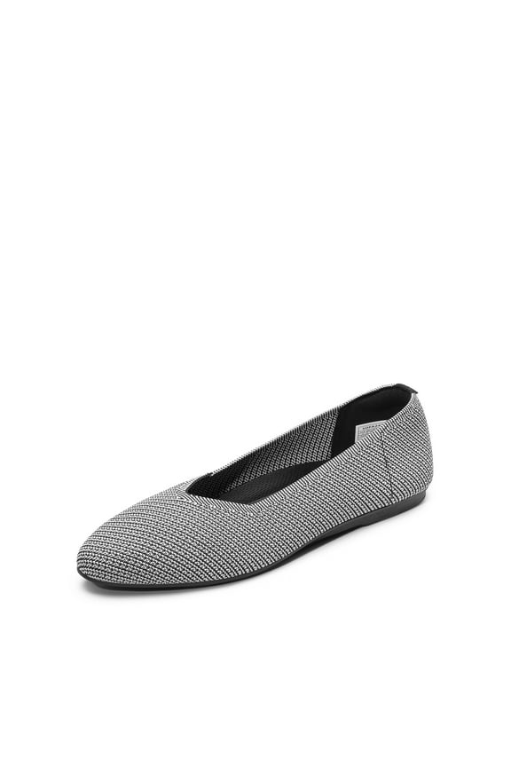 Women's Eco-Friendly Knitted Flats | Almond-Toe Comfort with Arch Support & Non-Slip Rubber Outsole
