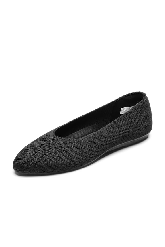 Women's Eco-Friendly Knitted Flats | Almond-Toe Comfort with Arch Support & Non-Slip Rubber Outsole