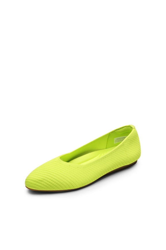 Women's Eco-Friendly Knitted Flats | Almond-Toe Comfort with Arch Support & Non-Slip Rubber Outsole