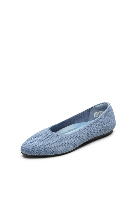 Women's Eco-Friendly Knitted Flats | Almond-Toe Comfort with Arch Support & Non-Slip Rubber Outsole