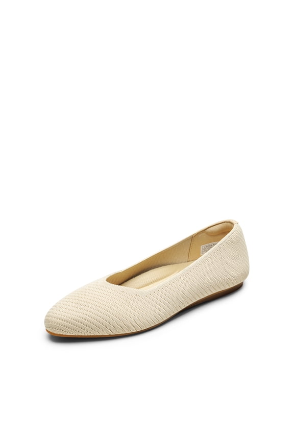 Women's Eco-Friendly Knitted Flats | Almond-Toe Comfort with Arch Support & Non-Slip Rubber Outsole