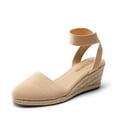 thumbnail image 1 of BURUDANI Women's Elastic Ankle Strap Espadrilles Wedge Sandals, 1 of 6