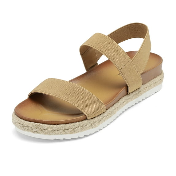 DREAM PAIRS Women’s Elastic Ankle Strap Open Toe Espadrille Platform Sandals ROSAN CAMEL size 5