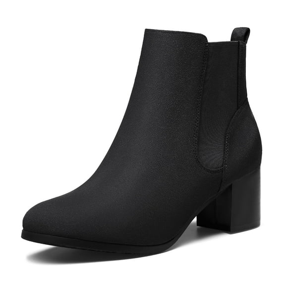 DREAM PAIRS Women’s Chelsea Ankle Booties Elastic Gore Slip‑On with Chunky Block Heel