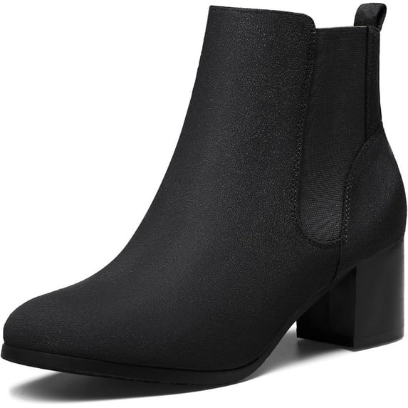 DREAM PAIRS Women’s Chelsea Ankle Booties Elastic Gore Slip‑On with Chunky Block Heel