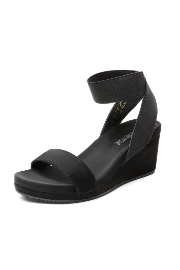 Women's Elastica Ankle Strap Open Toe Platform Wedge Sandals