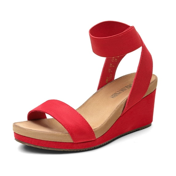 DREAM PAIRS Women's Elastica Ankle Strap Open Toe Platform Wedge Sandals