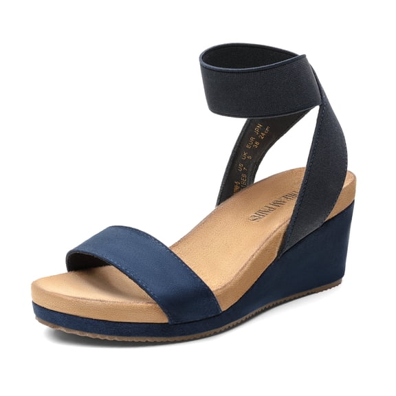 DREAM PAIRS Women's Elastica Ankle Strap Open Toe Platform Wedge Sandals