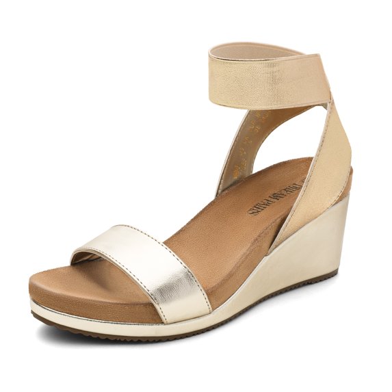 DREAM PAIRS Women's Elastica Ankle Strap Open Toe Platform Wedge Sandals