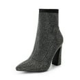 thumbnail image 1 of DREAM PAIRS Women's Elegant Crystal-Embellished Sock Boots with Chunky Heel, 1 of 8