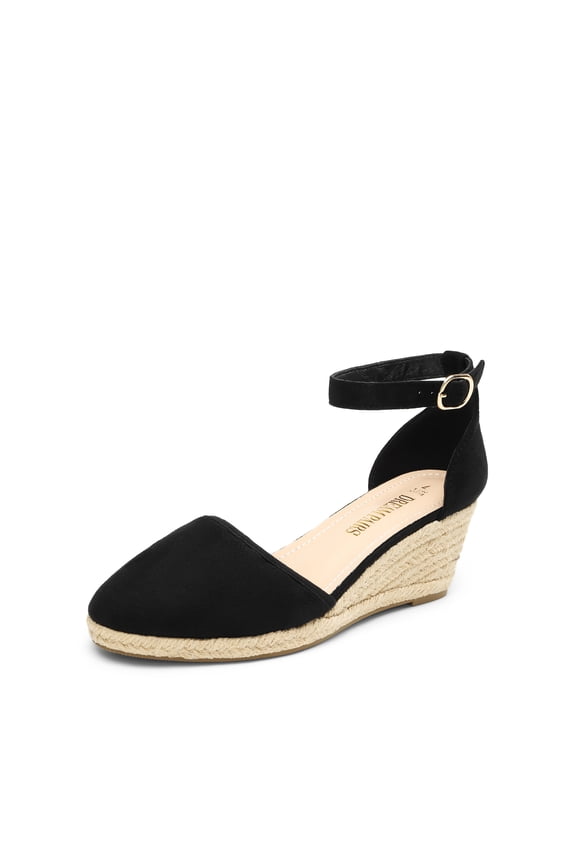 Women's Espadrilles Closed Toe Ankle Strap Dressy Platform Wedge Sandals