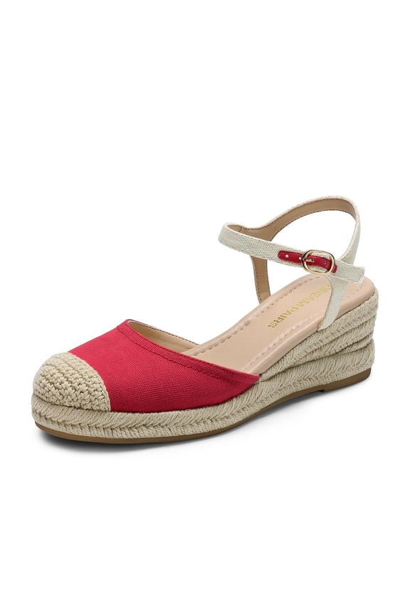 Women's Espadrilles Closed Toe Ankle Strap Wedge Sandals Dressy Summer Platform Heel Sandals