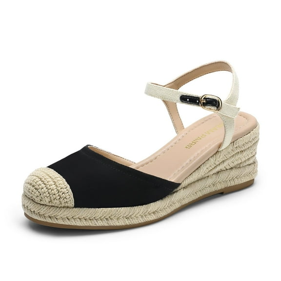 DREAM PAIRS Women's Espadrilles Closed Toe Ankle Strap Wedge Sandals Dressy Summer Platform Heel Sandals