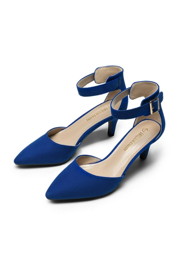 Women's Fashion Ankle Strap Pump Shoes Low Heel Pointed Toe Pump Dress Shoes